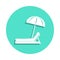 Beach umbrella and Sun lounger icon in badge style. One of travel collection icon can be used for UI, UX