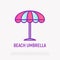 Beach umbrella thin line icon. Modern vector illustration