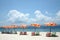 Beach umbrellas and chairs