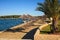 Beach umbrellas in Saint Nicholas island, Porec