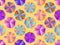 Beach umbrellas seamless pattern with colorful gradient. Summer background. Vector