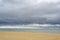 Beach on Usedom with view over the sea to dramatic looking storm clouds