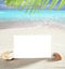 Beach vacation sand pearl shells snail blank paper