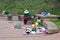 Beach vendor on the promenade near the the Millennium Pier and lighthouse in Umhlanga Rocks