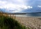 Beach view with cloudy weather and turquoise sea