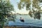 Beach view in Fethiye, Turkey, Beautiful beach scene and fishing boat