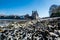 Beach view of the historic castle Caernafon, Gwynedd in Wales - United Kingdom