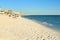 Beach view with oceanfront hotels and vacationers