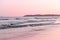 Beach view wallpaper, sunset at beach. Blurred photo with soft focus.