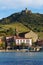 Beach village of Collioure and fort upon the hill