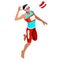 Beach Volley Player Sports Icon Set.3D Isometric Beach Volleyball.Sporting