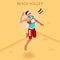 Beach Volley Player Summer Games Icon Set.3D Isometric Beach Volleyball.Sporting Championship International Beach Volley