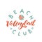 Beach volleyball club hand written lettering logo with ball