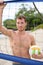 Beach volleyball man healthy lifestyle portrait