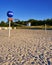 A beach volleyball net on the beach of Boltenhagen. Germany