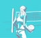 Beach Volleyball is popular sport game. Funny young team women with bal
