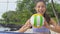 Beach volleyball woman player having fun portrait