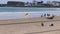 Beach Warning Flags to indicate the sea hazard on a sandy beach