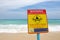 Beach warning sign