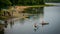 Beach and water activities by the lake, Arrowhead park, Ontario, Canada