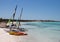 Beach and water sports equipment next to Playa Pilar, Cayo Guillermo, Cuba