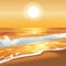 Beach waves sunset by the sea sand and sun shoreline illustration