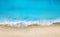 Beach and waves from top view. Turquoise water background from top view. Summer seascape from air.