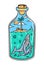 Beach and whale in a bottle illustration