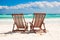 Beach wooden chairs for vacations and relax on