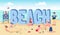 Beach word concepts flat color vector banner