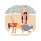 Beach yoga isolated cartoon vector illustration.