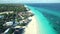 Beach of Zanzibar, Tanzania, fishemen village, aerial