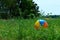 Beachball blown into a field