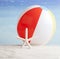 Beachball and starfish, summer vacation background