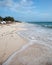 Beached Abandoned Boat on Isla Blanca Beach on the Caribbean Sea at Cancun Mexico