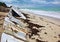 Beached Abandoned Boat Skiff on Isla Blanca peninsula on Cancun Bay Mexico