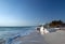 Beached Abandoned Boat on sunny morning on Isla Blanca peninsula on Cancun Bay Mexico