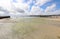 beached boats stranded during low tide