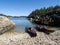 Beached Kayaks on narrow inlet