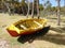 A beached rowboat in the caribbean.