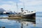 Beached ship on Ushuaia port, Argentina landscape