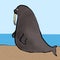 Beached walrus cartoon