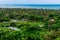 Beachfront in Arraial D`Ã¡juda, vegetation with lakes and buildings, view from a viewpoint.