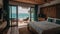 A beachfront hotel room with a balcony