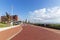 Beachfront Promenade against Blue Coudy Cityscape in Durban