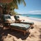 Beachfront reprieve Chaise lounges offer comfort against the backdrop of the ocean