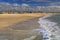 Beachront beach houses and ocean waves in the famous Seal Beach California, USA