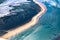 Beachs of french atlantic coastline with clouds sky and blue summer