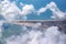 Beachs of french atlantic coastline with clouds sky and blue summer