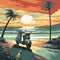 Beachside Bliss: Riding into the Sunset on a Retro Scooter